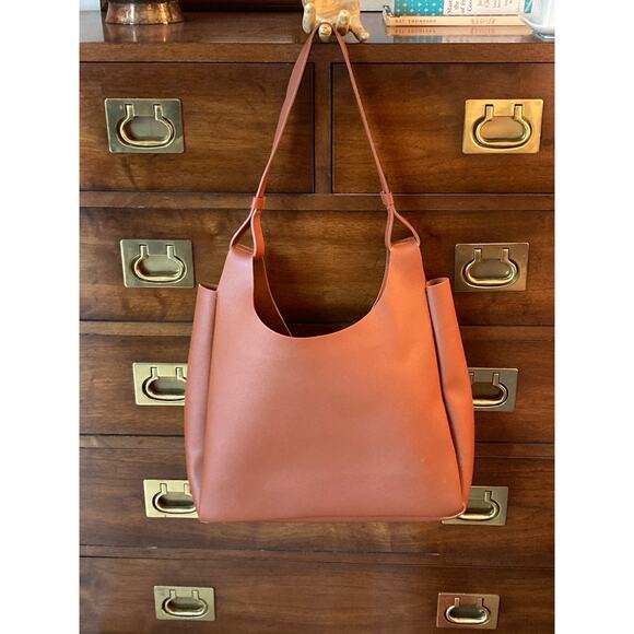 Neiman Marcus Vegan Leather Tote Shoulder Bag Handbag Cognac Brown ~ So Lovely - Picture 1 of 8